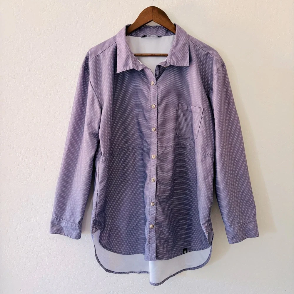 The North Face Stevie Womens XL Purple Sage Dotted Long Sleeve Shirt - Picture 1 of 8